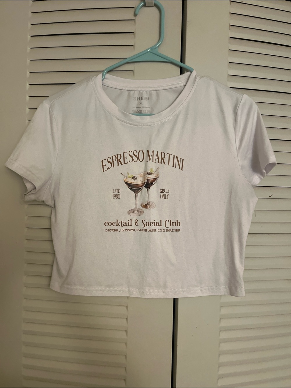 SHEIN White Espresso Martini Graphic Crop Tee